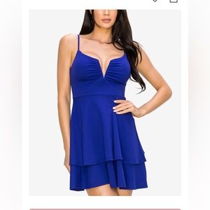 B. Darlin Juniors Plunge Neckline Tiered Dress